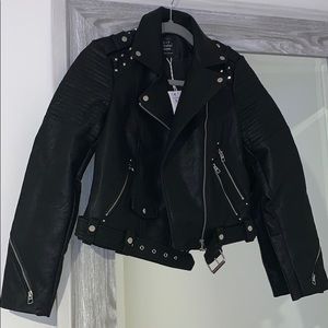 New Zara leather studded/Graffiti biker jacket